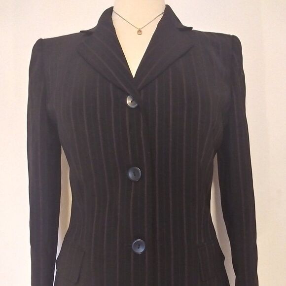 Jones Wear Women's Blazer Jacket 3 Button Notched Collar Pink Pinstripes… - Picture 2 of 10